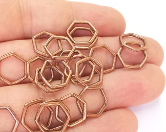 20 Hexagonal Findings Antique Copper Connector Findings (13mm) G23244