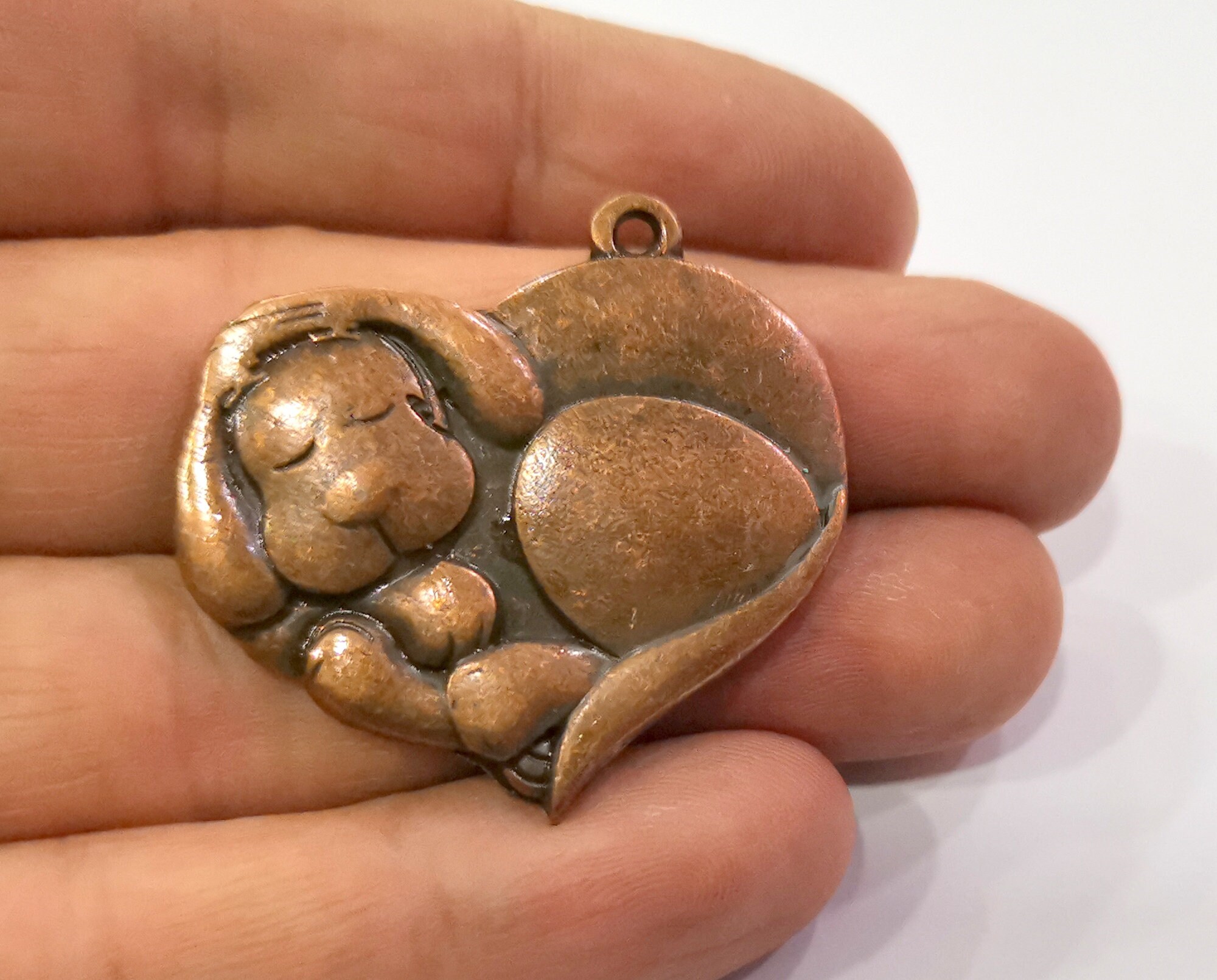Antique Copper Round Charms, Antique Copper Plated (36x32mm