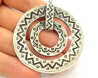 Silver Pendant Antique Silver Plated Pendants (58mm) G15860