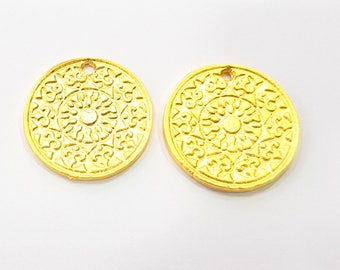 2 Gold Charms Gold Plated Metal (20mm)  G11690