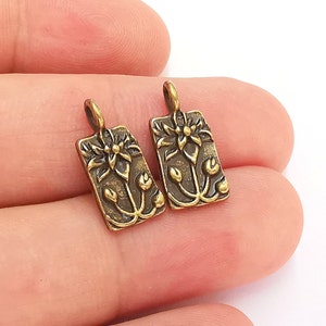 10 Lotus Charms Antique Bronze Plated Flowers Charms (18x9mm) G22117