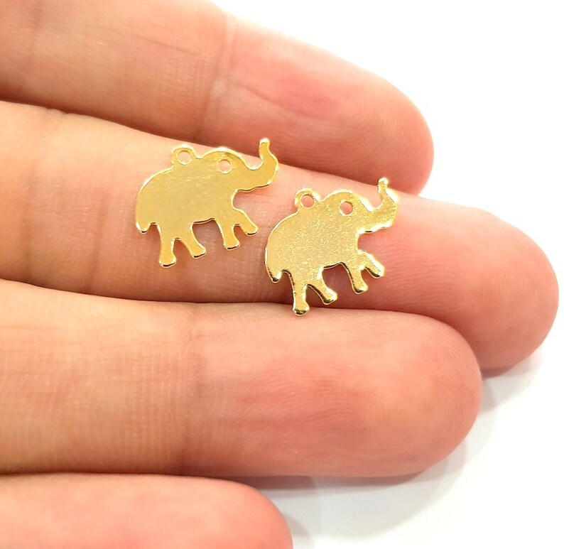 10 Elephant Charms Gold Plated Charms Gold Plated Brass Etsy