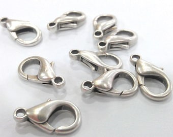 Silver Clasps Lobster Clasps Antique Silver Plated Findings (20x11 mm)  G16858