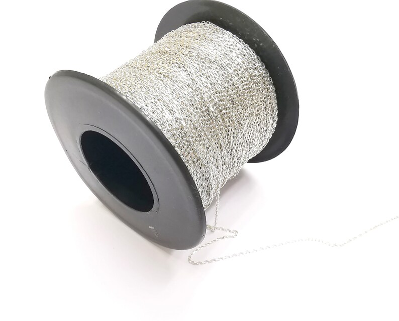 Sterling Silver Soldered Cable Chain 925 Silver Chain Findings (1,4x0,8mm thickness) G30095 image 4