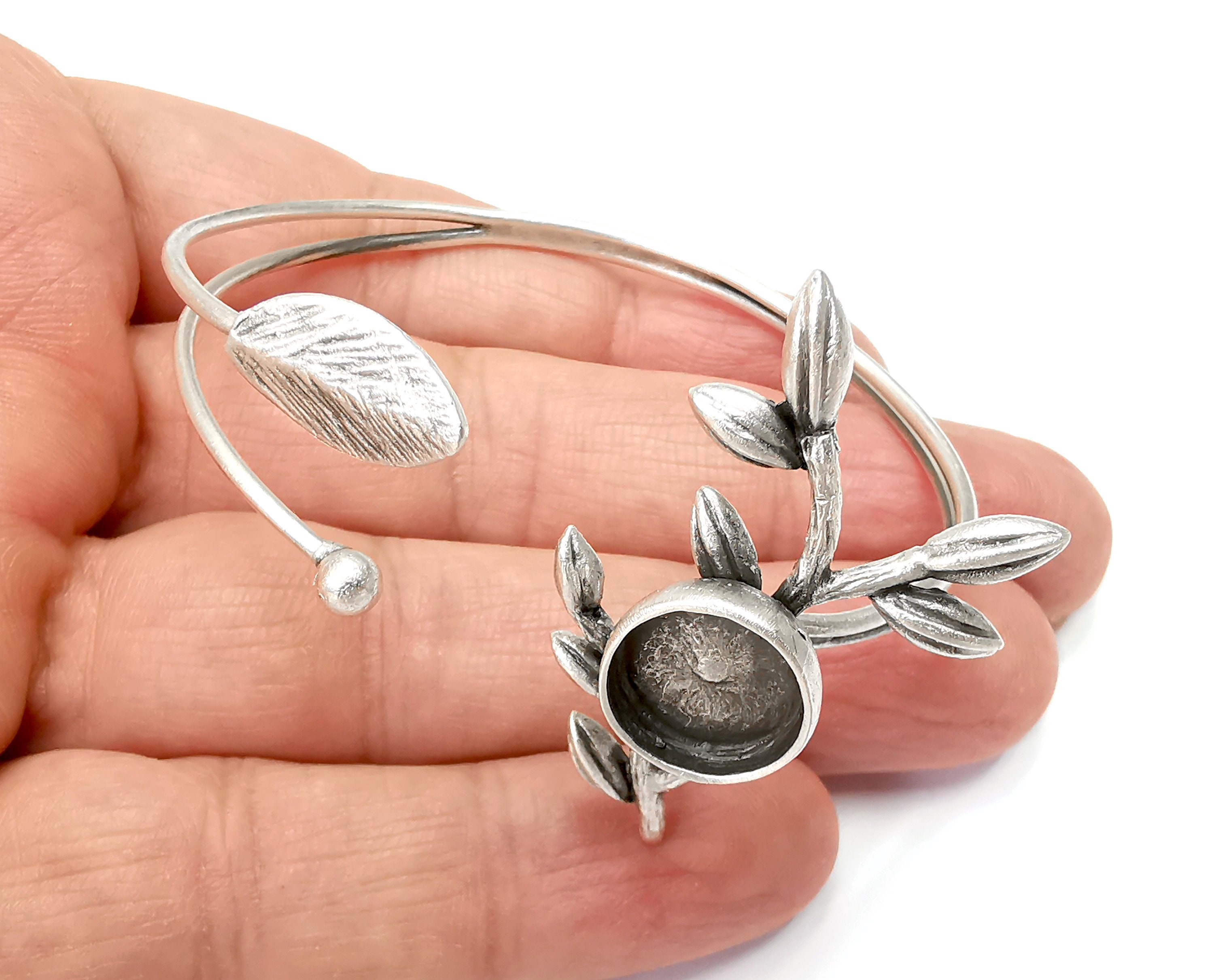 ブランチリーフブレスレットベゼルブランク樹脂ベゼルカボションカフ