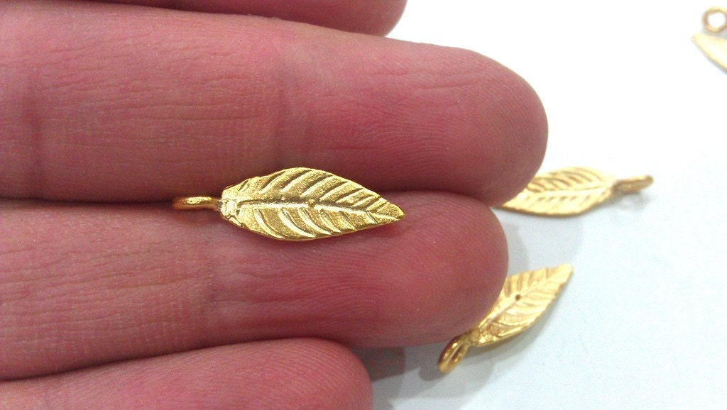 10 Pcs Gold Plated Brass Leaf Charms G14160 | Etsy