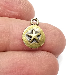 Star Disc Charms Antique Bronze Plated Charms (15x11mm) G29760