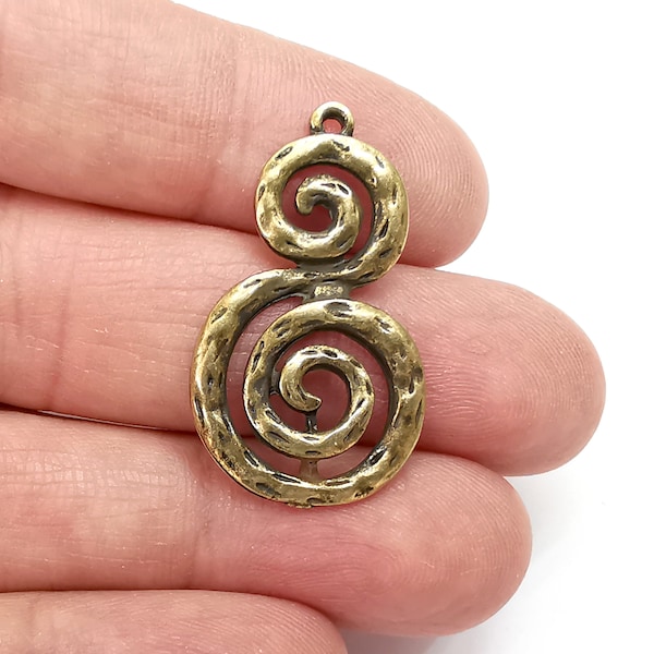 Swirl Charms Antique Bronze Plated Charms (35x21mm) G27817