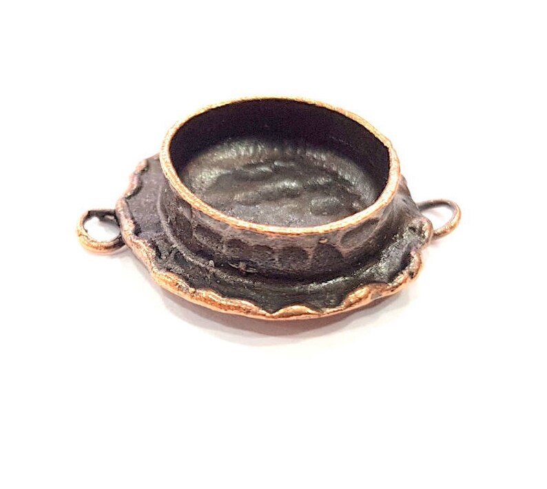 G11966 14mm Antique Copper Connector Pendant Blank Mosaic Base Blank inlay Necklace Blank Resin Blank Mountings Copper Plated Brass