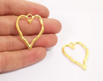 2 Heart Charm Gold Plated Charm (37x28mm)  G24660