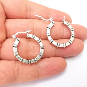 Silver Hoop Earrings, Antique Silver Plated Hoop Earring, Findings (29mm) G33792