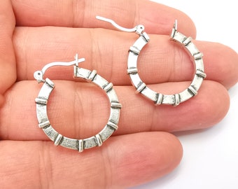 Silberne Creolen, Antikes Silber überzogener Hoop Ohrring, Zubehör (29 mm) G33792
