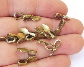 10 Glue on bails Antique bronze plated findings (15x5 mm)  G23503