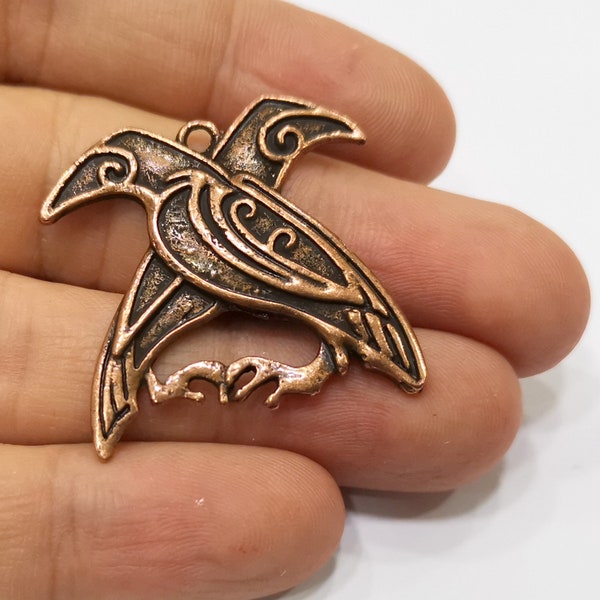 2 Bird Charms Antique Copper Plated Charms (34x32mm) G19403