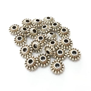 Silver Rondelle Beads Antique Silver Plated Beads (10mm)  G19171