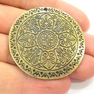 Antik Bronze Tribal Anhänger Ethno Anhänger Medaillon Anhänger (46mm) G6389