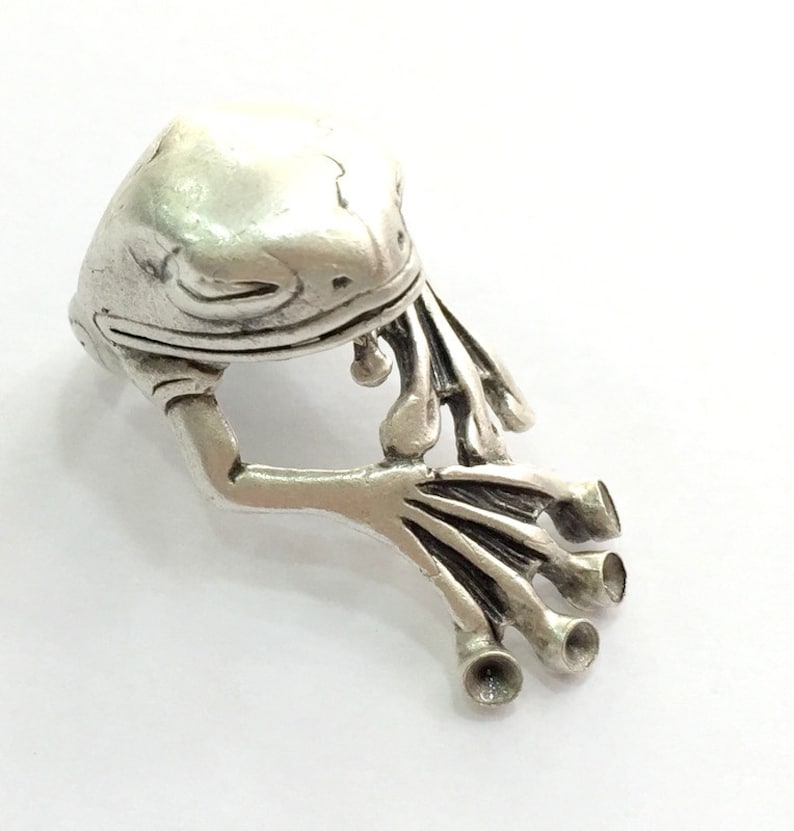 3mm blank Frog Ring Blank Adjustable Ring Blank, Antique Silver Plated Brass G5905