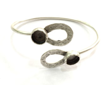 Silver Bracelet Blank Cuff Cuffs Findings Adjustable (10mm  Blank) , Antique Silver Plated Brass G5781
