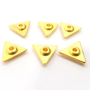 6 Triangle Charm Gold Plated Charms  (10mm)  G10008