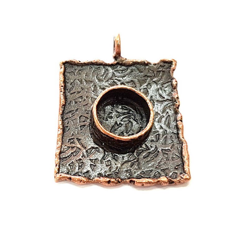 G8789 27x25mm Antique Copper Pendant Blank Mosaic Base Blank inlay Blank Necklace Blank Resin Blank Mountings Antique Copper Plated Brass