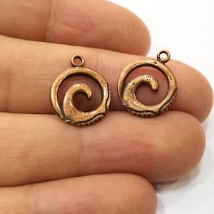 10 Wave Charms Antique Copper Plated Charms (17x14mm)  G19222