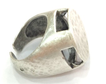 Verstellbarer Ringrohling, (20 mm Rohling) Antikes versilbertes Messing G3793