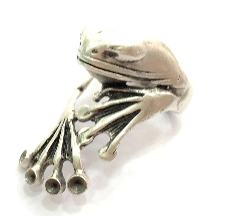 3mm blank Frog Ring Blank Adjustable Ring Blank, Antique Silver Plated Brass G5905