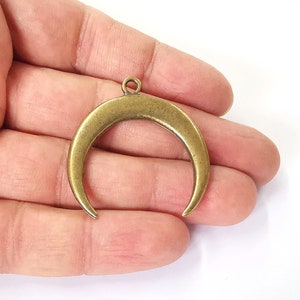 2 Crescent Moon Charm Antique Bronze Plated Charms (40x38mm)  G19420