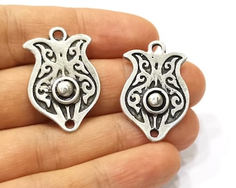 2 Silver Charms Antique Silver Plated Charms (32x21mm)  G16489