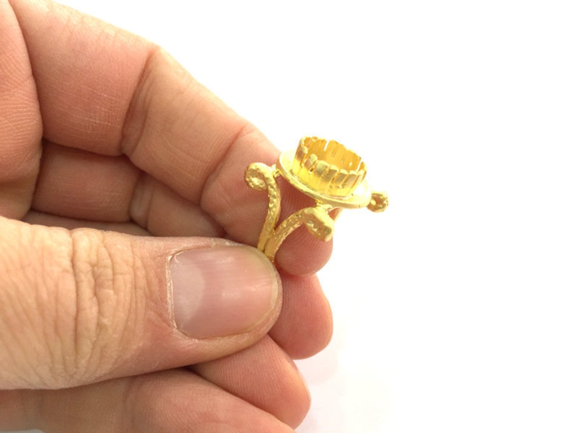 Gold Ring Settings Ring Blank Ring Bezel Base Cabochon Etsy