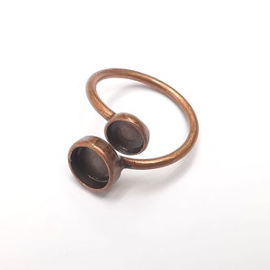 Antique Copper Ring Blanks Settings, Cabochon Mounting, Adjustable Resin Ring Base Bezels, İnlay Base Copper Plated Brass (8mm+6mm) G28650