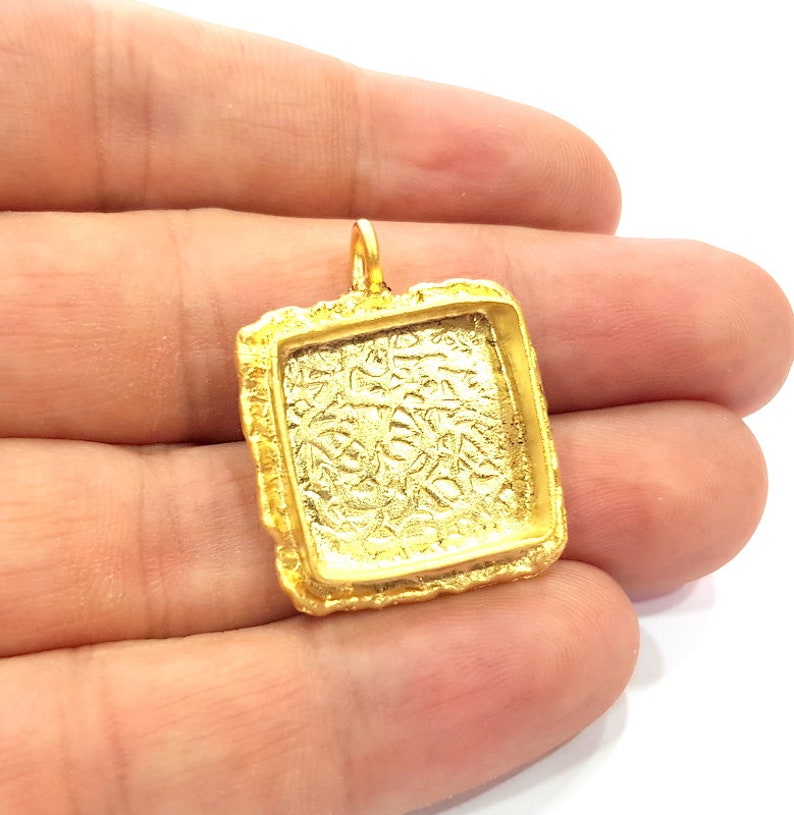 Gold Pendant Blank Mosaic Base inlay Blank Necklace Blank Etsy