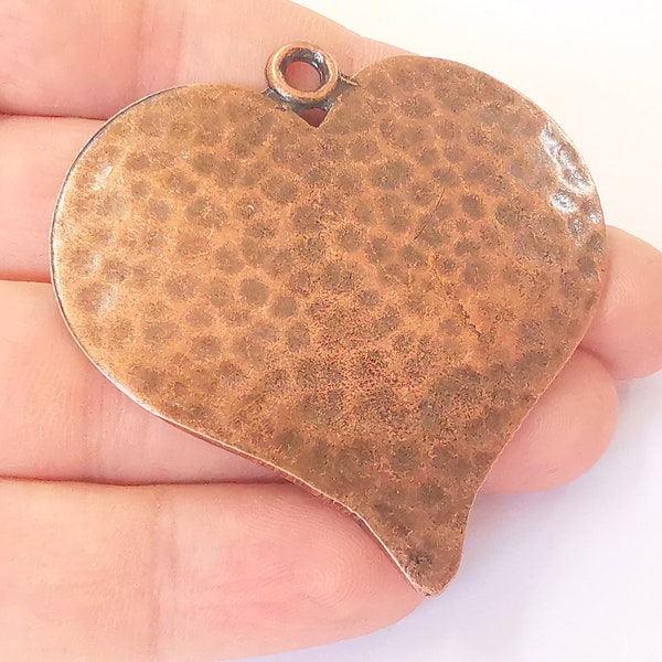 Heart Hammered Pendant Antique Copper Plated Pendant (61x58mm )  G23026