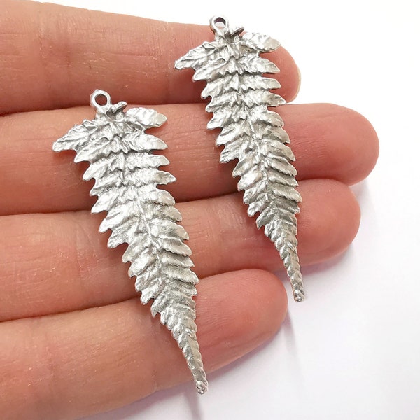 Fern Leaf Charms Antique Silver Plated Charms (57x22mm) G21166