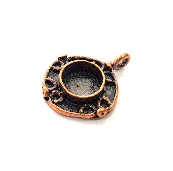 G8789 27x25mm Antique Copper Pendant Blank Mosaic Base Blank inlay Blank Necklace Blank Resin Blank Mountings Antique Copper Plated Brass