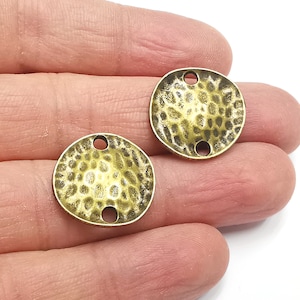 Disc Hammered Circle Charms Connector Antique Bronze Plated Connector (20 mm)  G27680