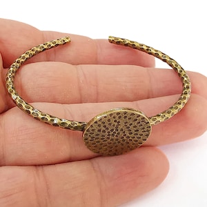 Bracelet Blank Cuff Bezel Cuff Blank Glass Cabochon Base Bezel Hammered Bracelet Adjustable Antique Bronze Bracelet (22mm ) G21605