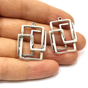 2 Silver Charms Antique Silver Plated Charms (32x24mm)  G16538