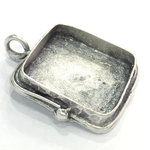 Antique Silver Plated Brass  Mountings , Blanks (25 mm square blank) G5264