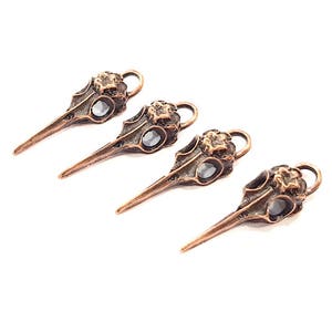 Copper Bird Skull Charm Antique Copper Plated Pendant (38x12mm)  G15622