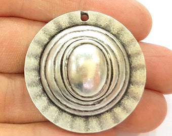 Silver Pendant Antique Silver Plated Pendants (38mm)  G6940