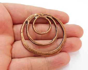 2 Circle Charms Antique Copper Plated Charms (50x48mm)  G21661