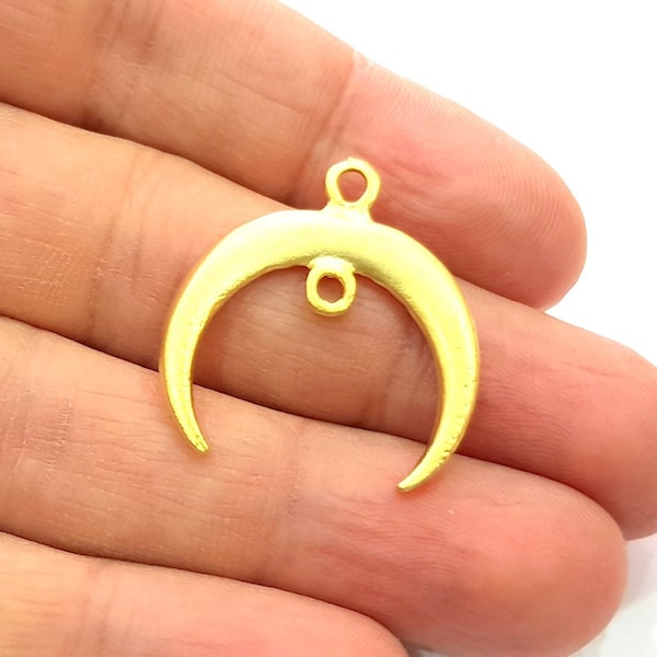 Crescent Charm Gold Moon Charm Gold Plated Charms  (28mm)  G12329