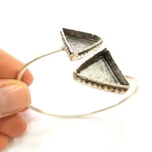 Bracelet Blank Cuff Cuffs Findings (20x20mm triangle Blank) ,Adjustable  Antique Silver Plated Brass G7095