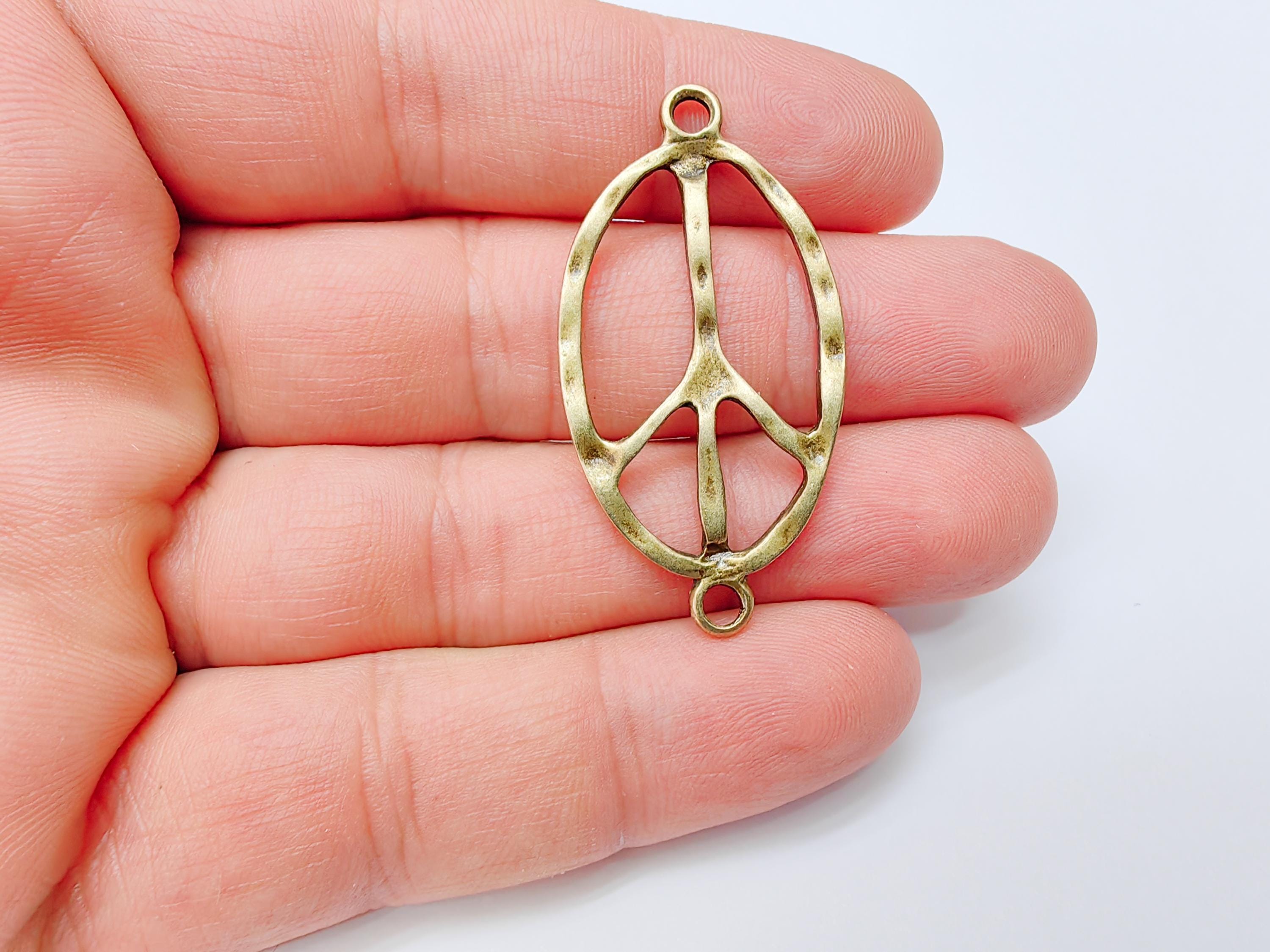 Peace Symbol Pendant Charm, Boho Hippie Jewelry Supply, Spiritual