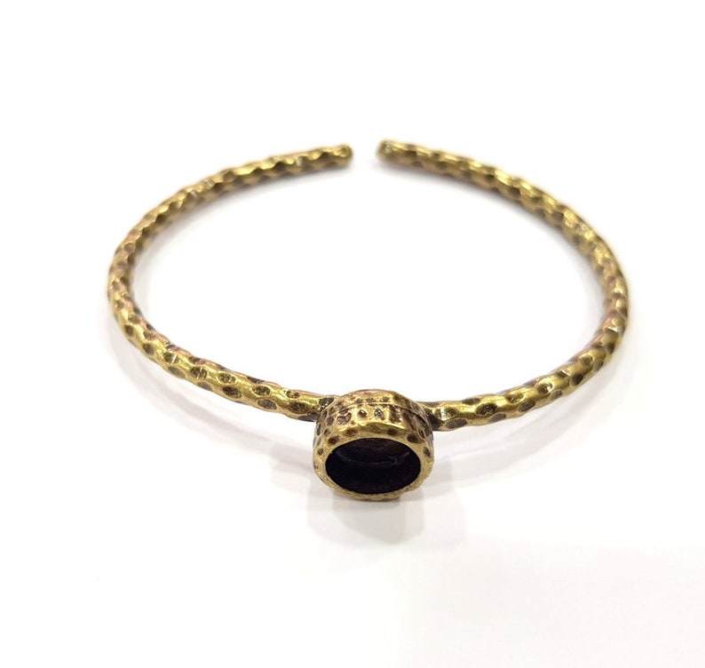 8mm G16014 Bracelet Blank Cuff Bezel Resin Bangle inlay Blank Glass Cabochon Base Bezel Hammered Adjustable Antique Bronze Bracelet