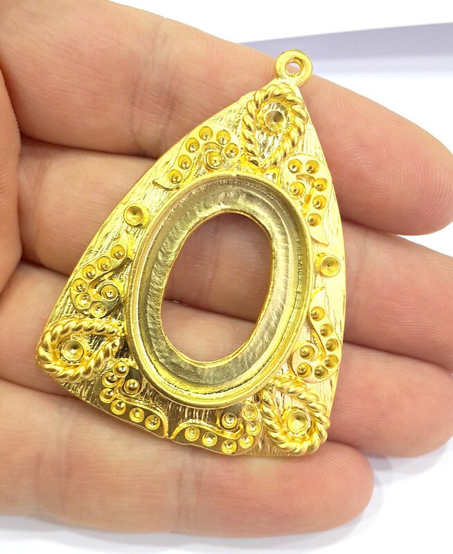 Gold Plated Pendants Blank (56x42mm) G6190 from AZsupplies on Etsy Studio