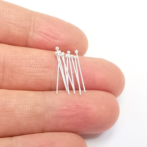 10 Massive Sterling Silber Kugelkopf Pins 0.8&#39;&#39;, 24ga (0.8 Inch - 20mm) (Stärke 0.5mm - 24 Gauge) 10 Stück 925 Silber Kugelkopf Stift G30087