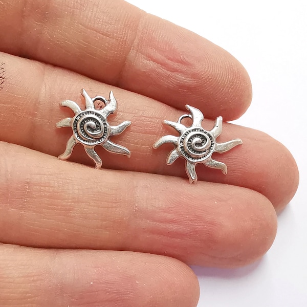 Sun Charms Antique Silver Plated Charms (16x16mm)  G20527