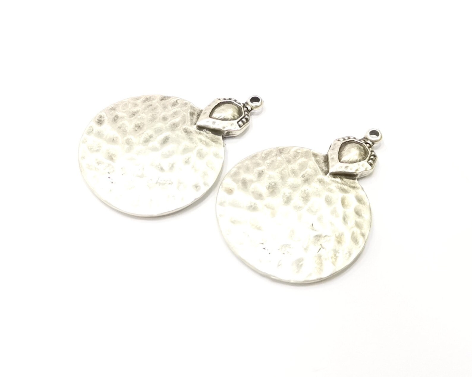 Round Hammered Silver Accent Charm main image 1